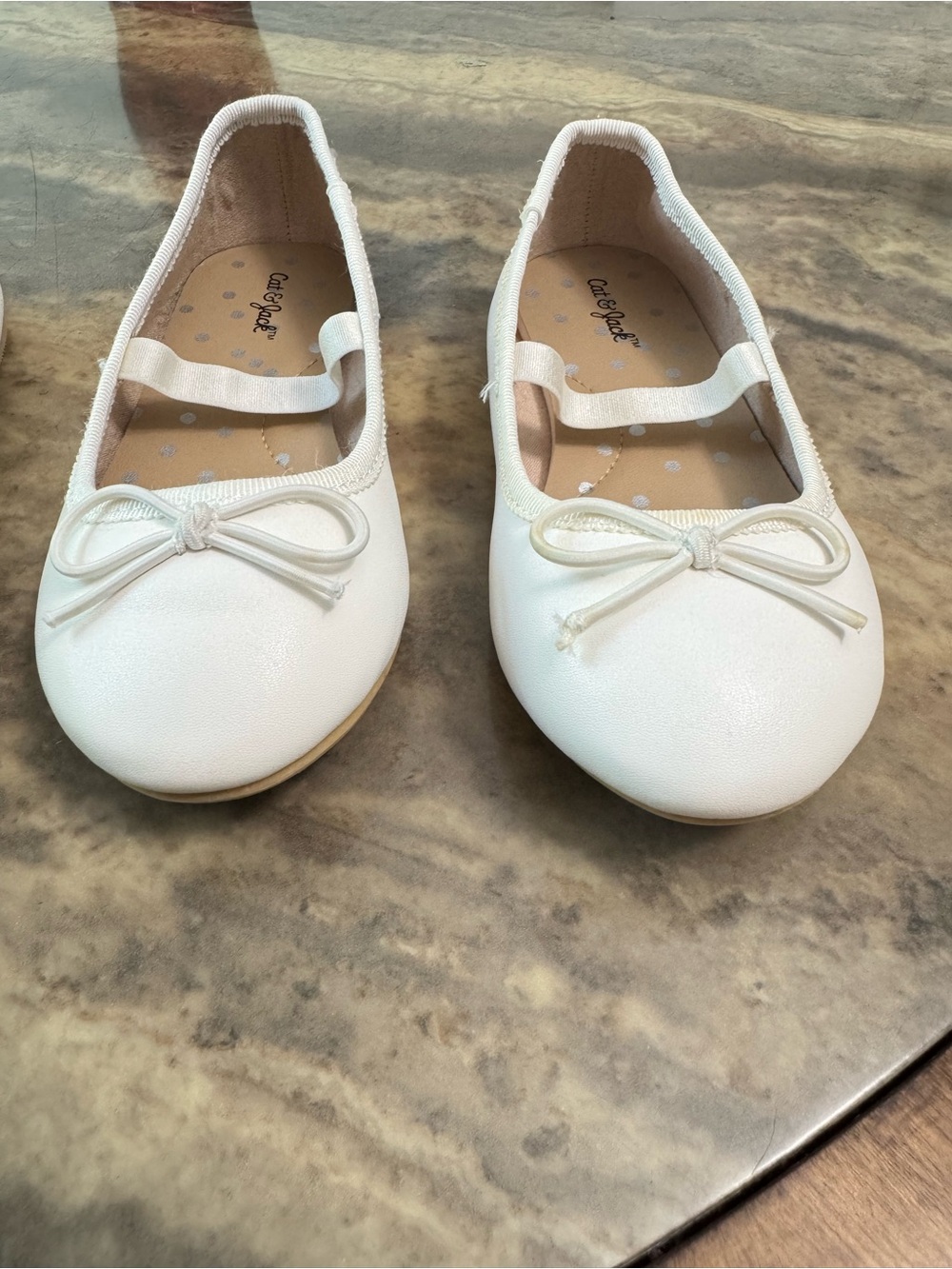 2 Pairs Cat & Jack White Ballet Flats Girls Size 9 – Excellent Used Condition - Picture 2 of 7